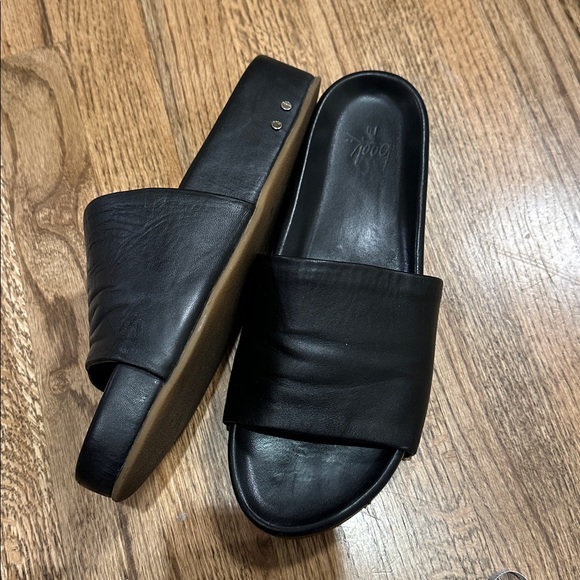 Beek pelican leather platform sandal Slides black size 10 - Picture 4 of 9